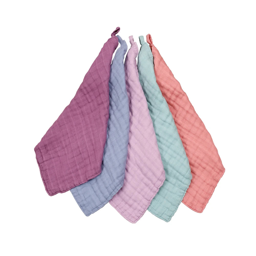 HappyFlute 5PCS Set Super Soft Bamboo Cotton Fabric Towels Hangable Baby Bibs And Cleaning Wipes for Home And Travel Use