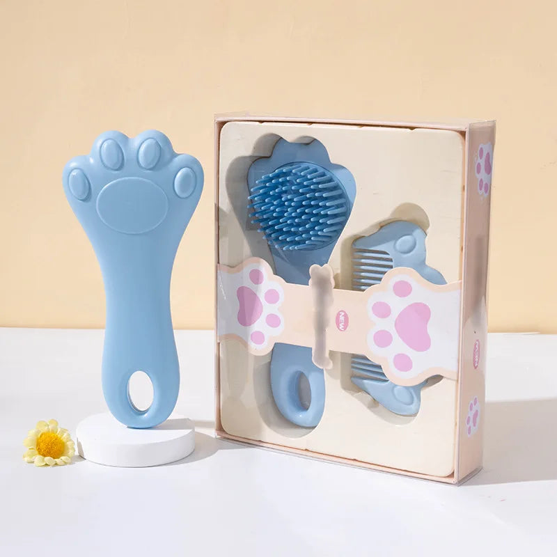 Cat Claw-Shaped Baby Hair Wash Brush Set (2 Pcs) - Soft Bristles Scalp Massage Comb, Gentle for Newborns & Kids, Smooth Hair.