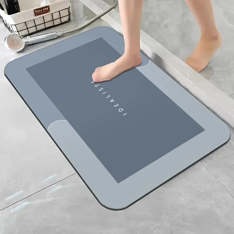Diatomaceous Earth Bath Mat Super Absorbent Non Slip Fast Drying Soft Floor Mat for Shower Laundry Bedroom Kitchen RV Bathroom