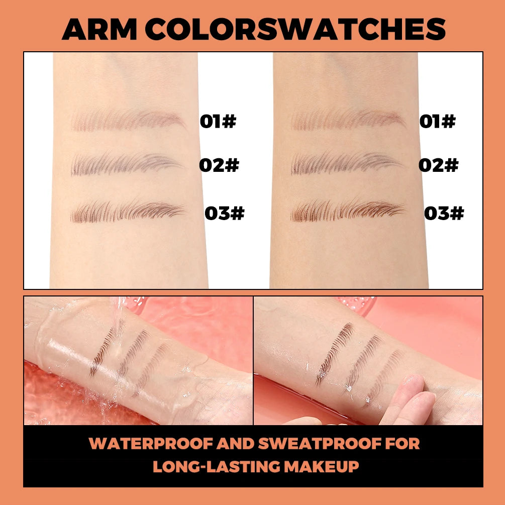 QIBEST 2 Points Eyebrow Pencil Long Lasting Easy To Grip Eyebrow Tattoo Waterproof Thin Liquid Lying Silkworm Brow Pen Cosmetics
