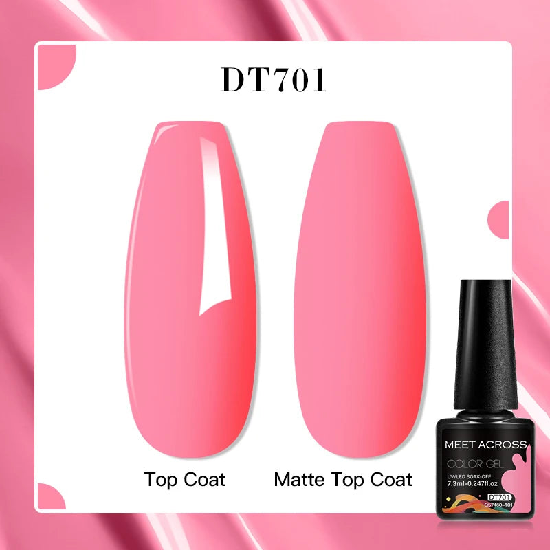 MEET ACROSS 7ml Red Blue Green Metallic Gel Nail Polish Super Bright Mirror Effect Semi Permanent LED UV Gel Nail Art Varnish