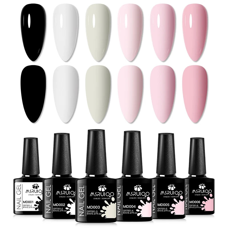 6pc All-Season Colors Gel Nail Polish Set UV LED Soak Off Nail Art Supplies Semi Permanent DIY Manicure Salon Nails Design