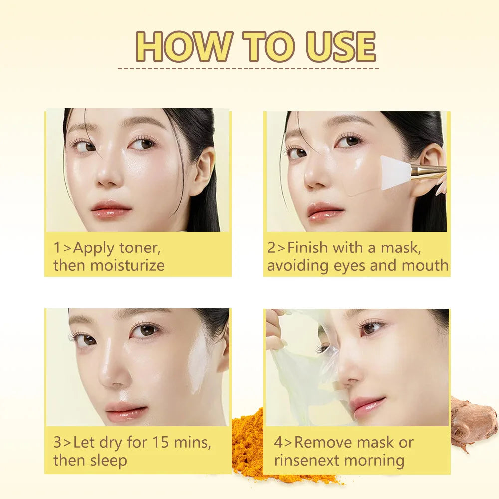 Korean Collagen Night Wrapping Peel-off Mask Turmeric VC Collagen Tear Facial Mask Moisturizing and Applying  | Free Brush win