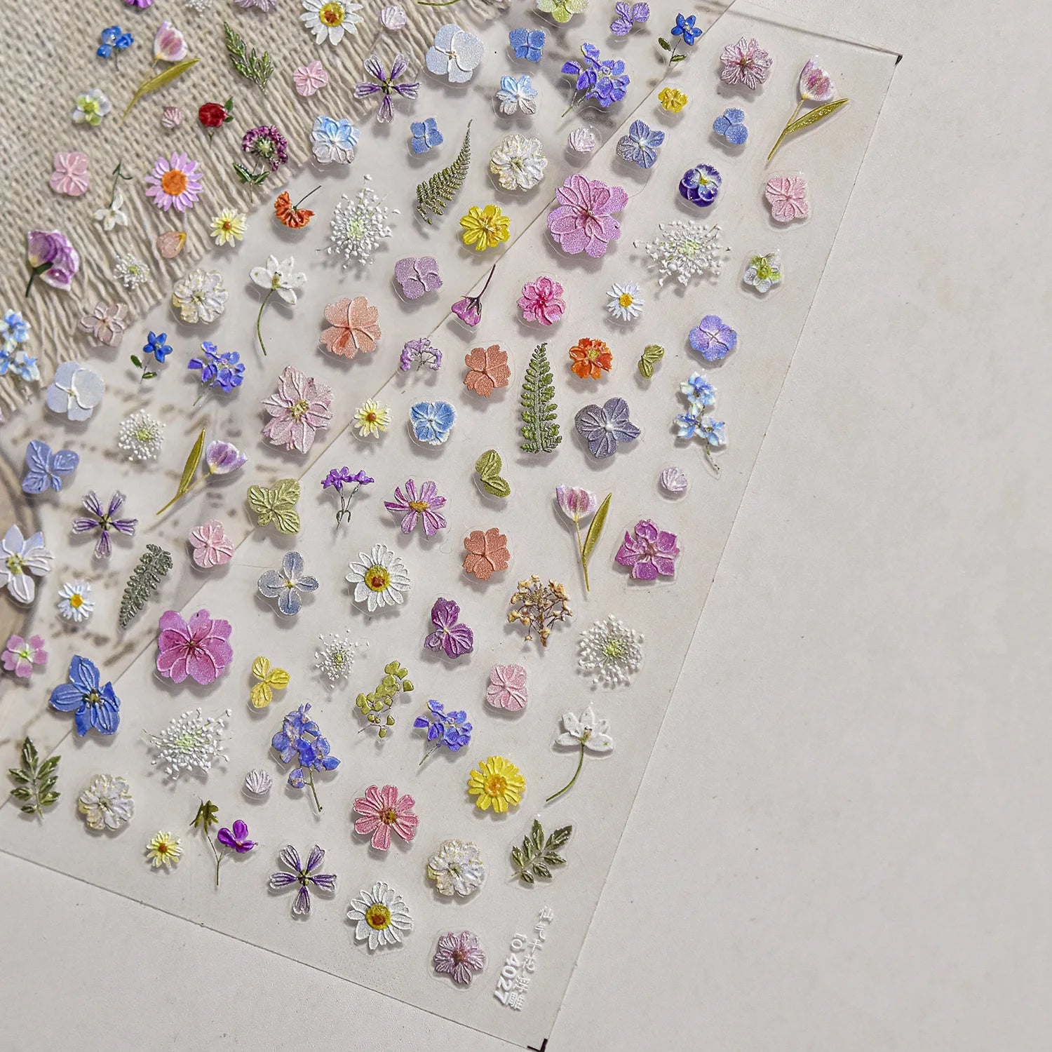 1Pc 3D Lavendar Flowers Stickers for Nails Spring Sakura Floral Leaves Self-Adhesive Sliders Decals Art Manicure for Decoration