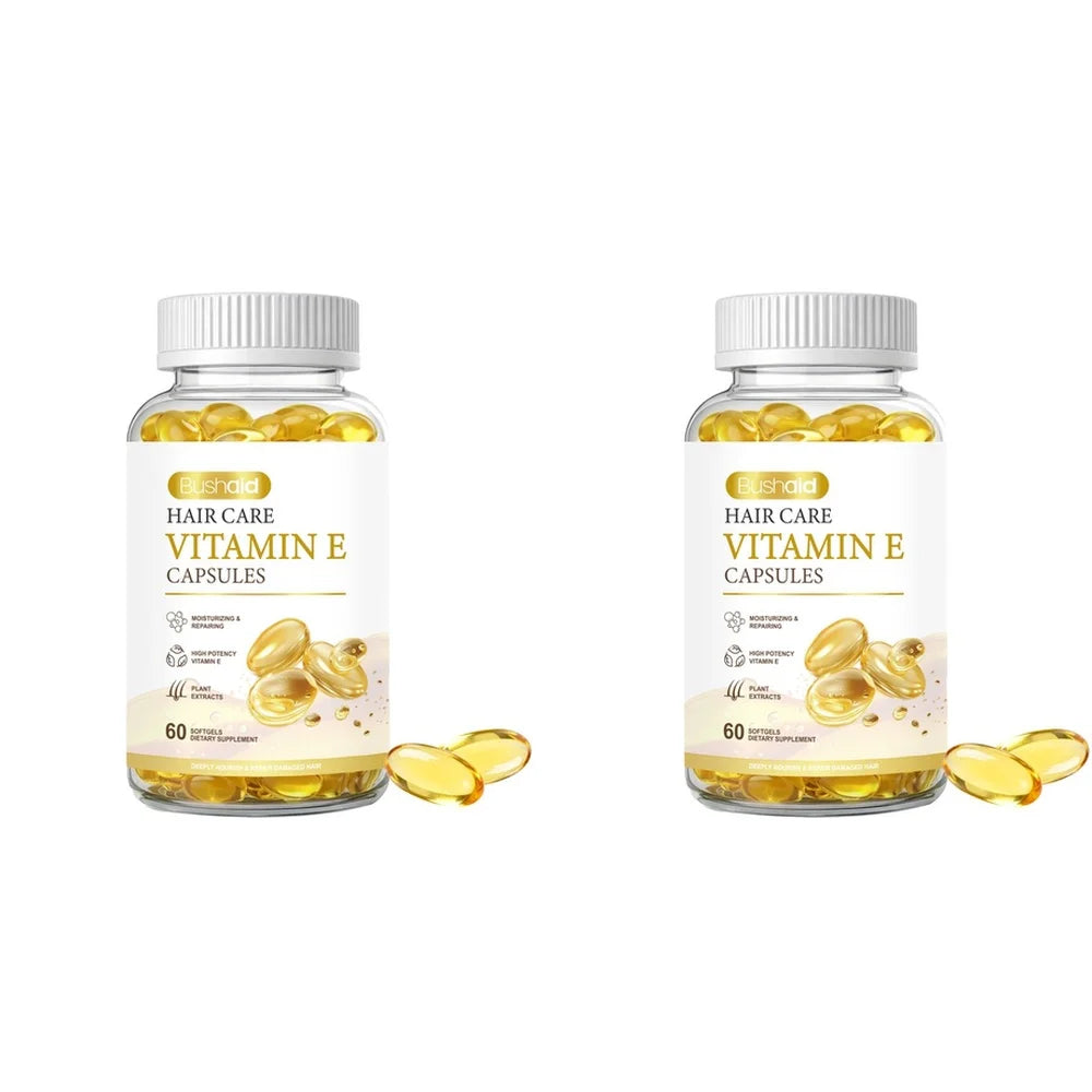 BushAid Hair Care Vitamin E Softgels with Biotin and Zinc for Healthy Hair Growth, Skin Hydration and Strong Nails, 60 Softgels