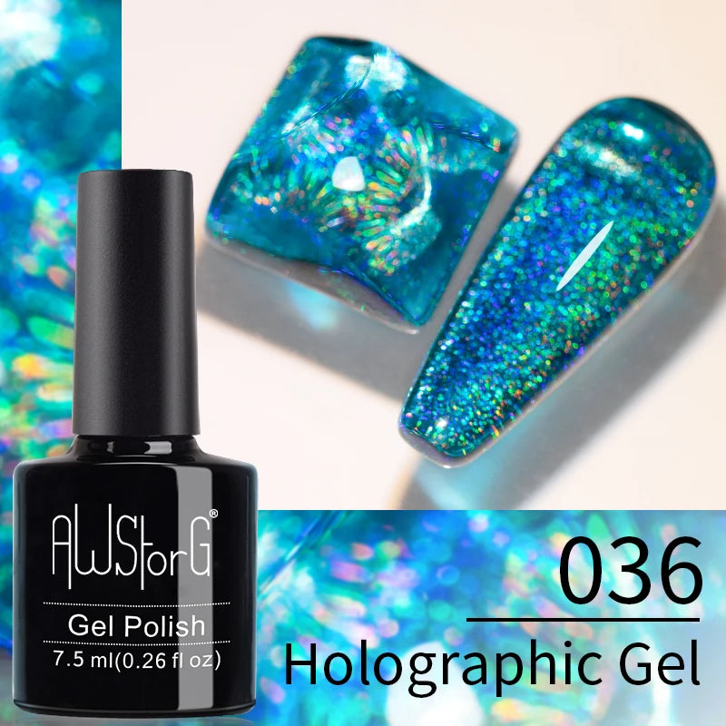 AWStorG Intense Rainbow Cat Eye Gel 5ml Holographic Laser Magnetic Nail Gel Soak Off UV LED Gel Polish Shiny Rainbow Manicur