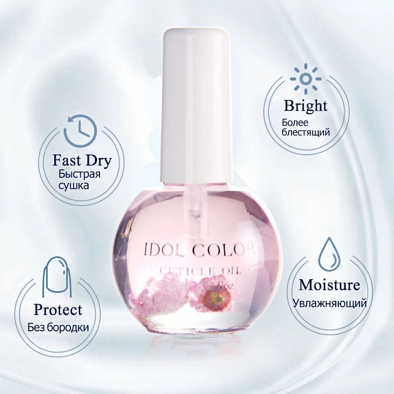 15ML Dried Flower Cuticle Nutrient Oil Nourish Repair Damaged Nails Nail Care Oil Treatment  Moisturizes Strengthen Bright Nails