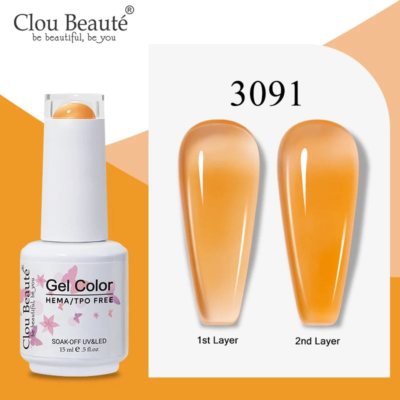 Clou Beaute Semi-transparent Jelly Color UV Gel Manicure Gel Nail Nail Supplies For Professionals Semi-permanent Varnish 15ml