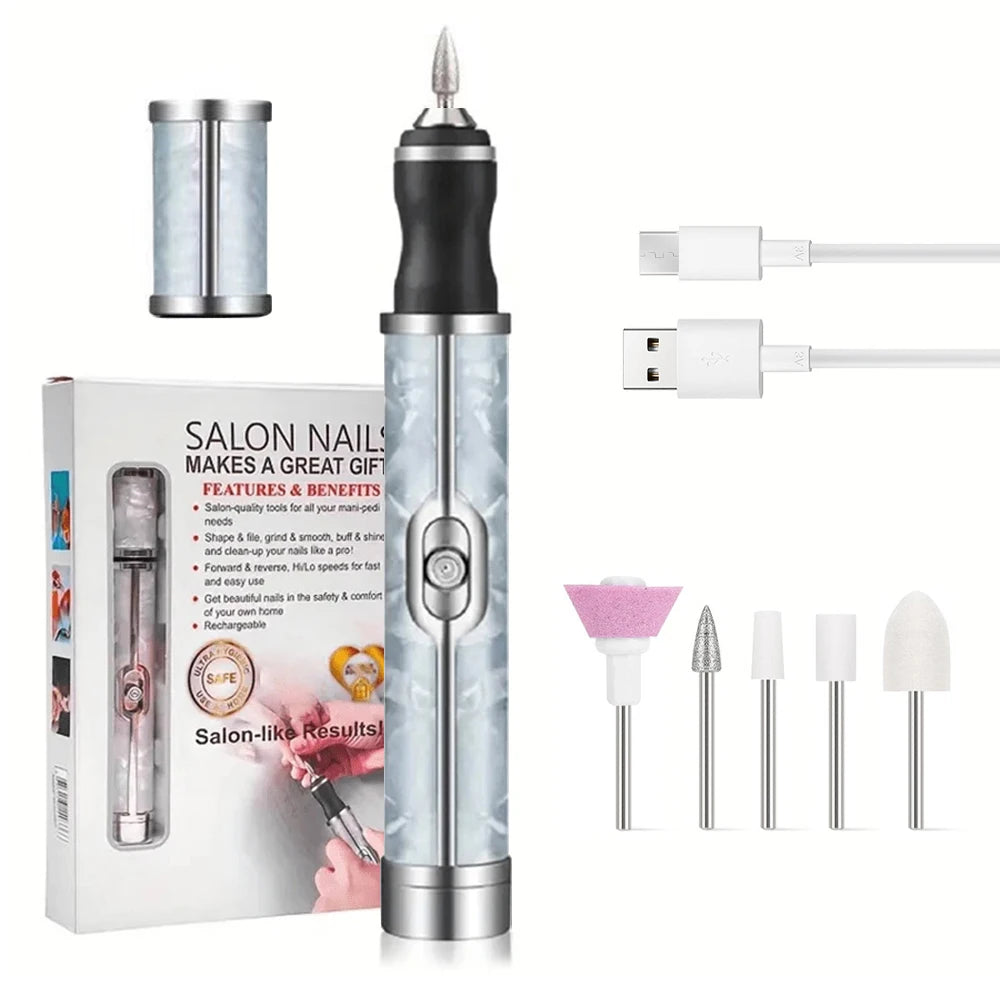 LULAA Rechargeable Electric Nail Drill Machine Cordless Electric Nail File for Acrylic Gel Nails Efile Manicure Pedicure Kit