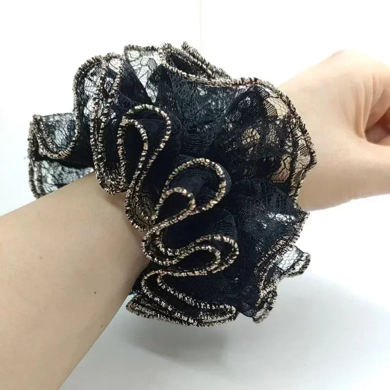 Women Lace Hair Scrunchies  Bow Hair Fantaisie Tie High Elasticity
