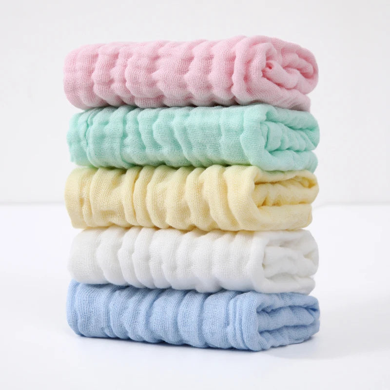 5 Pure Cotton Gauze Square Towels, Soft and Comfortable Baby Drool Towels, Highly Absorbent, Suitable for Home Use and Outings