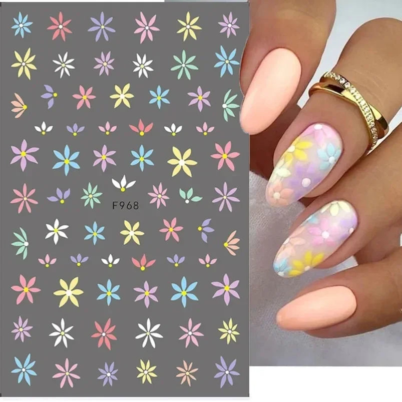 Cherry Blossom 3D Nail Stickers White Flower Petals Nail Art Decals Elegant Wedding Design Spring Sakura Manicure Slider Decor