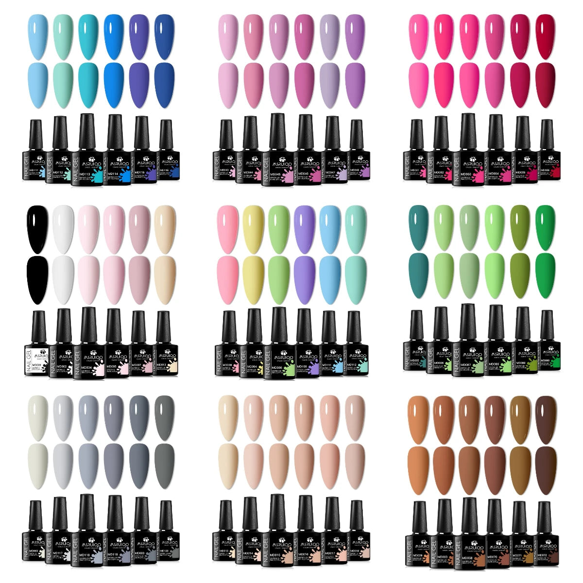 6pc All-Season Colors Gel Nail Polish Set UV LED Soak Off Nail Art Supplies Semi Permanent DIY Manicure Salon Nails Design