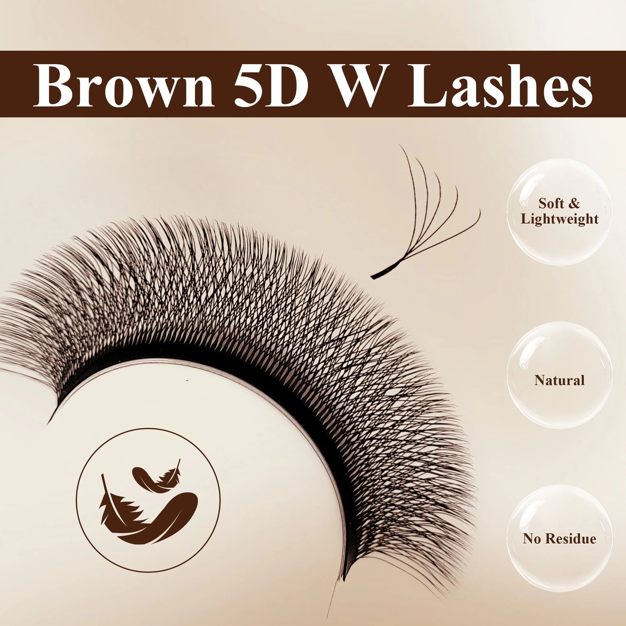LAKANAKU Brown 5D W-Shaped M/C/D Curl Colorful Eyelashes Extensions Premade Fans Cilios De Pestañas False Eyelashes Makeup