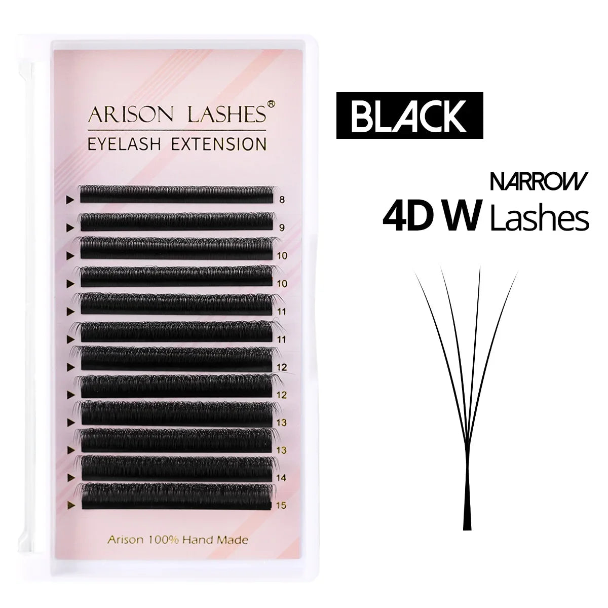 ARISON Narrow 3D/4D/5D W Eyelashes Extension Premade Fans V Shaped Soft Matte Black Easy Pick Up False Lashes