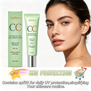 Zephoco Color Correcting Cream SPF 30 Anti UV Sun Protection Redness Blemish Cover Waterproof Centella CC Cream Foundation 15g