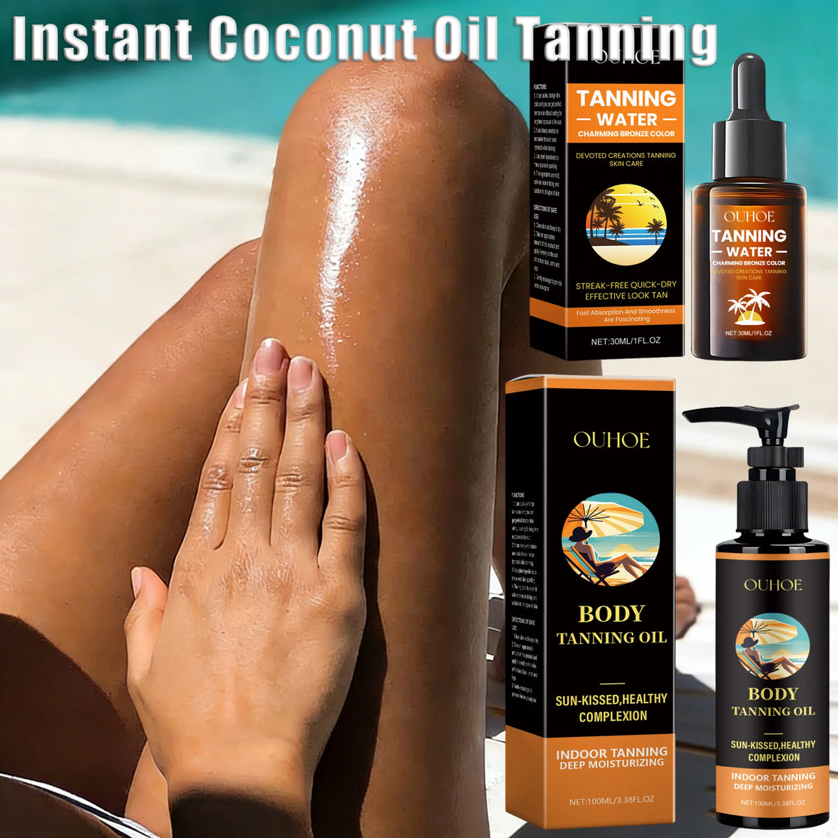 Aloe Vera Tanning Serum/Oil Face Body Bronzing & Sun Tan Lotion Natural Tanning Accelerator Cream for Sunbeds & Outdoor Sun
