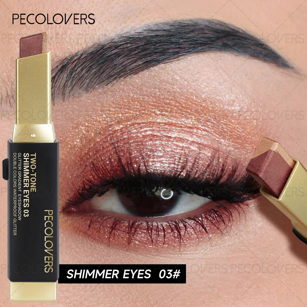 Two Shades Glitter Eyeshadow Stick, High Pigmentation & 6 Color Option & Gradient Smudge, Easy To Use, Portable & Lightweight
