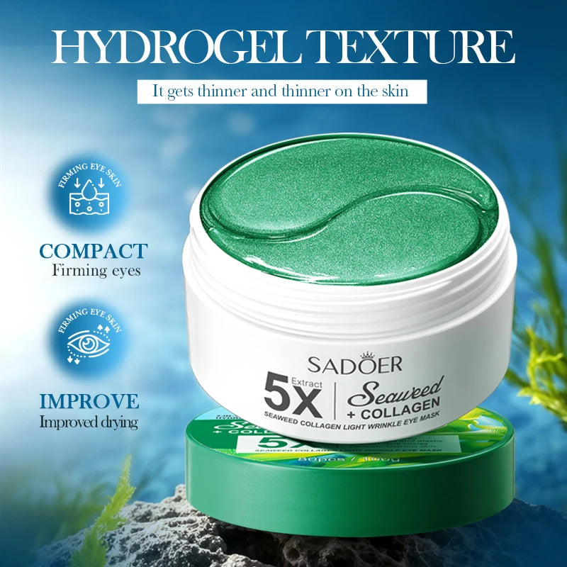 80pcs SADOER Seaweed Crystal collagen Eye Mask Anti Dark Circles Moisturizing Anti-aging Anti Wrinkles Eye Patches Gel Masks