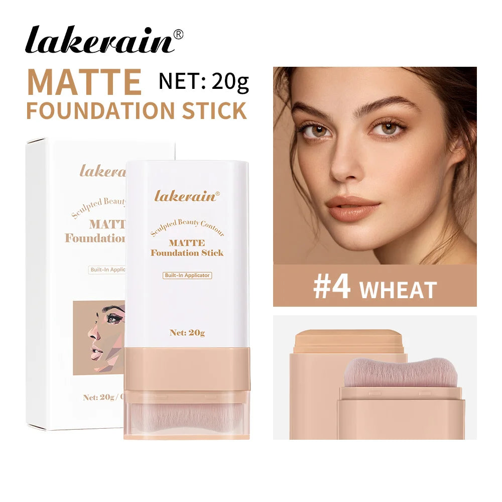 Lakerain Matte Foundation Stick Powerful Coverage Brighten Skin Tone Not Easy Melt Lightweight Smooth Texture Foundation Stick
