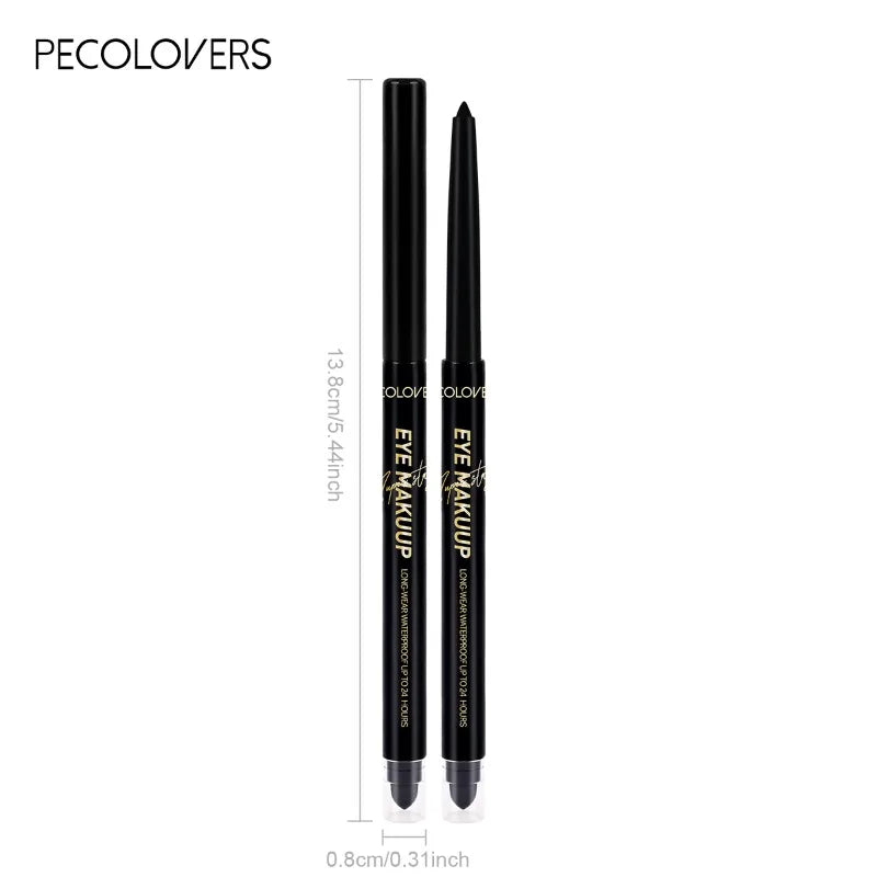 Dual-ended Black Gel Eyeliner Pencil, Waterproof Long-lasting Easy To Apply, Soft Cotton Head Eyeliner Pen, Smooth Eyeliner Pen