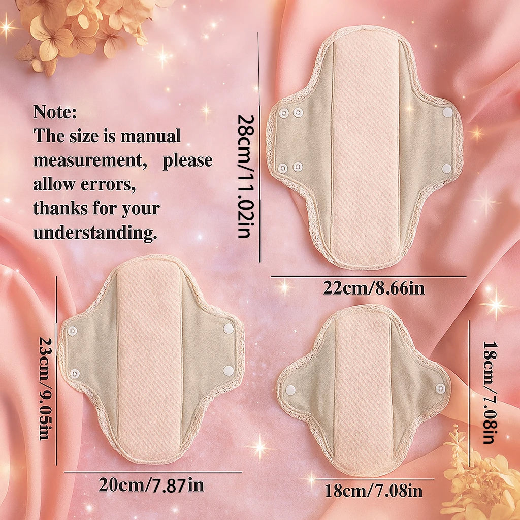 BIAI New Lace-Trimmed Reusable Sanitary Pad Washable & Reusable Cloth Panty Liner Breathable Highly Absorbent Nursing Pads