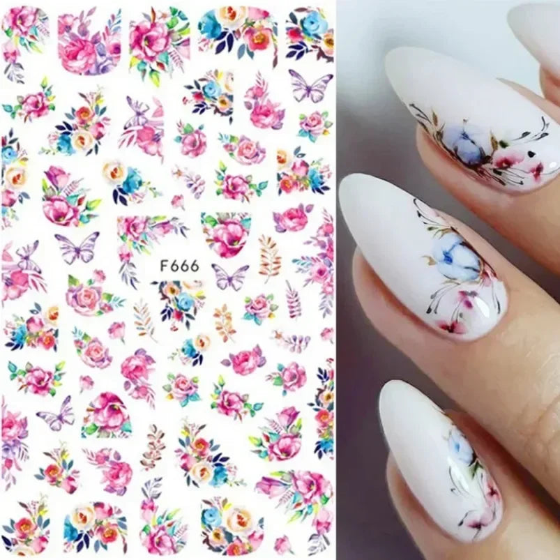 Cherry Blossom 3D Nail Stickers White Flower Petals Nail Art Decals Elegant Wedding Design Spring Sakura Manicure Slider Decor