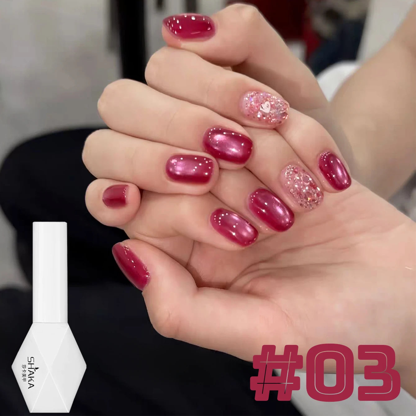 WS 10ML Sunlight Cat Eye Gel Nail Polish Autumn Winter Whitening Wine Red Color Light Sunset Glow Cat Eye Glass Beads Nail Atr