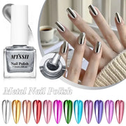 MTSSII 7.5ml Metal Nail Polish, Silver Gold Red Yellow UV LED Soak Off Metallic Nail Art Varnish Quick-Drying Air-Dry Formula