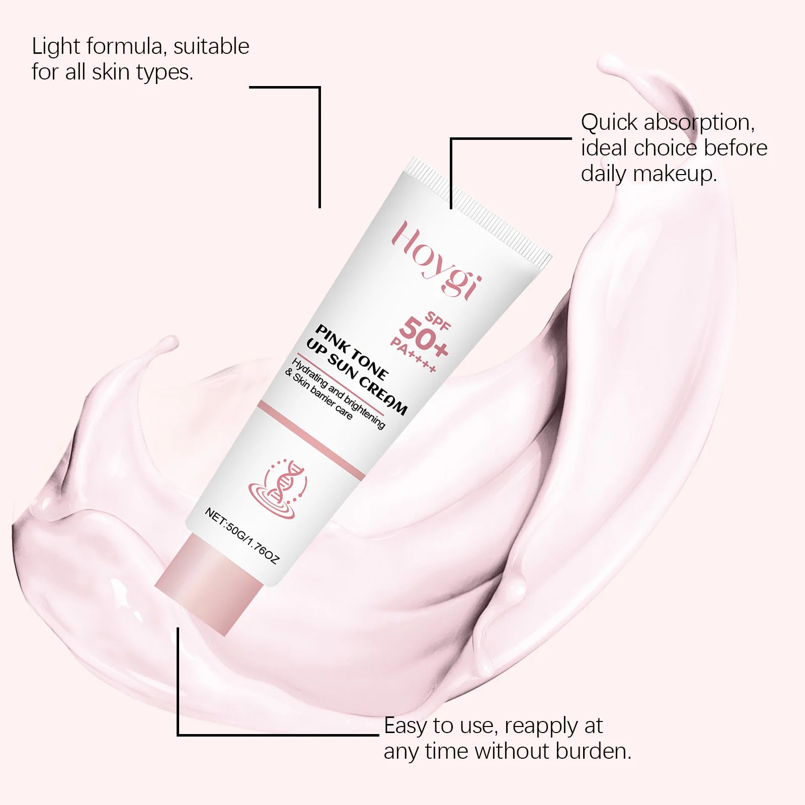 HOYGI Face Cream With Nicotinamide Brightening Skin Daily UV Protection SPF50 Sunscreen Facial Body Care Lotion Hydrating Cream