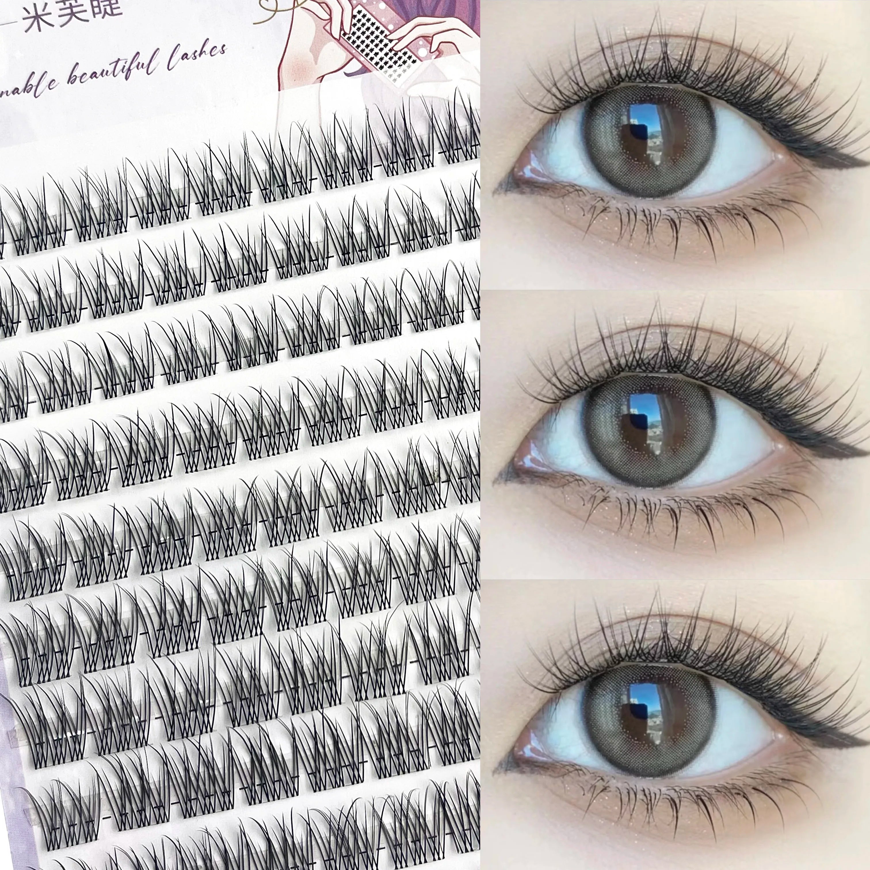 1 Box/120 Bunches segmented Fish Tail Eyelashes Individual Eyelash Cluster Natural Eyelash Extension False Lashes Makeup Tool