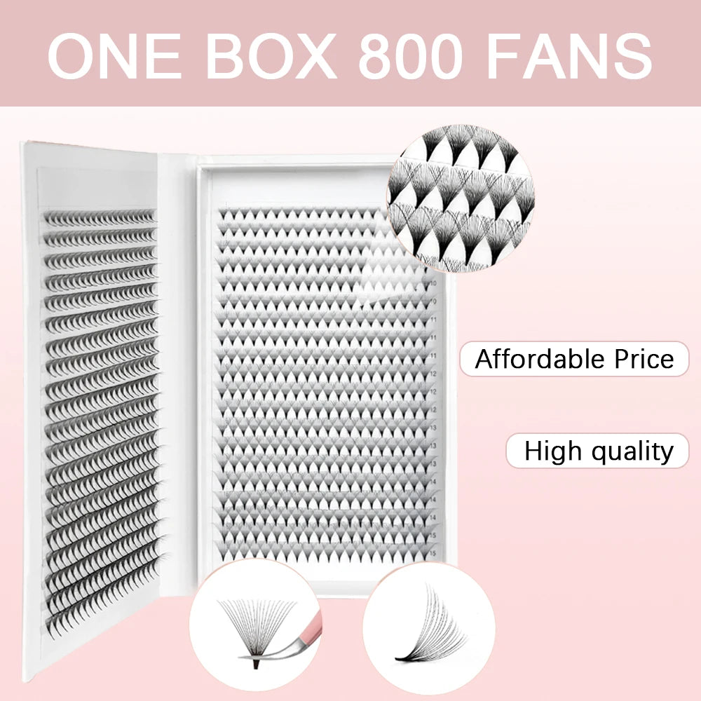 800/1600 Fans Premade Volume Lashes Fan Individual Sharp Pointy Base Premade Russian Volume Fans Eyelash Extension Makeup Tools