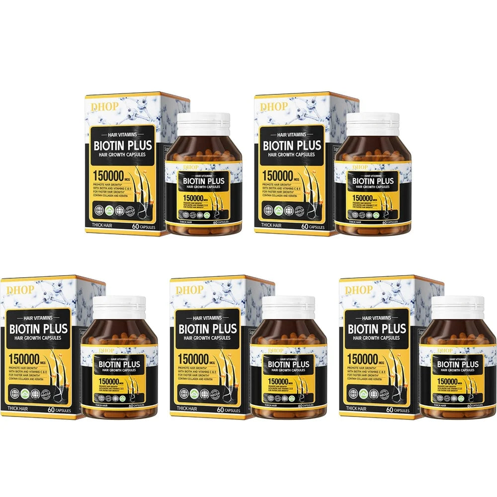 Biotin Plus Hair Growth Capsules with Collagen and Keratin, Vitamins A C E B12 Folate Hair Vitamins Hair Nutrition Support