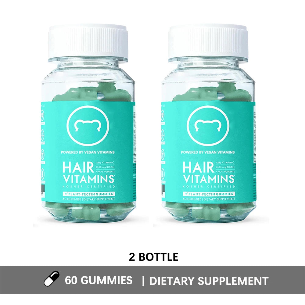 Premium Vegan Hair Vitamins Supplement - Hair, Skins & Nails Collagen & Biotin Gummies, Hair Growth Fast Gummy for Men & Women
