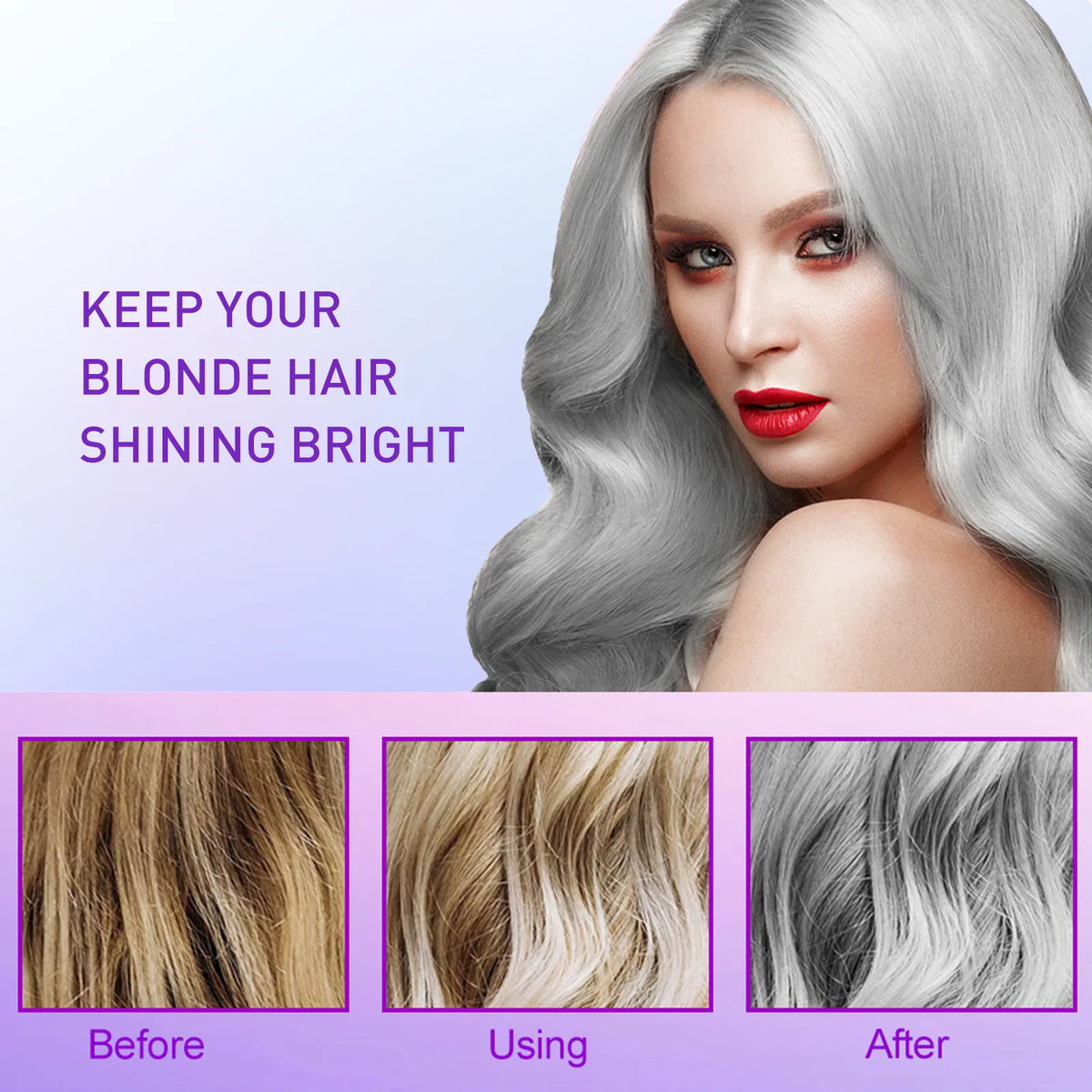 Gray Color Fixing Hair Dye Shampoo Cover Gray Hair Fade Yellow After Bleach Hair Shampoo Non-irritating Purple Shampoo Blonde