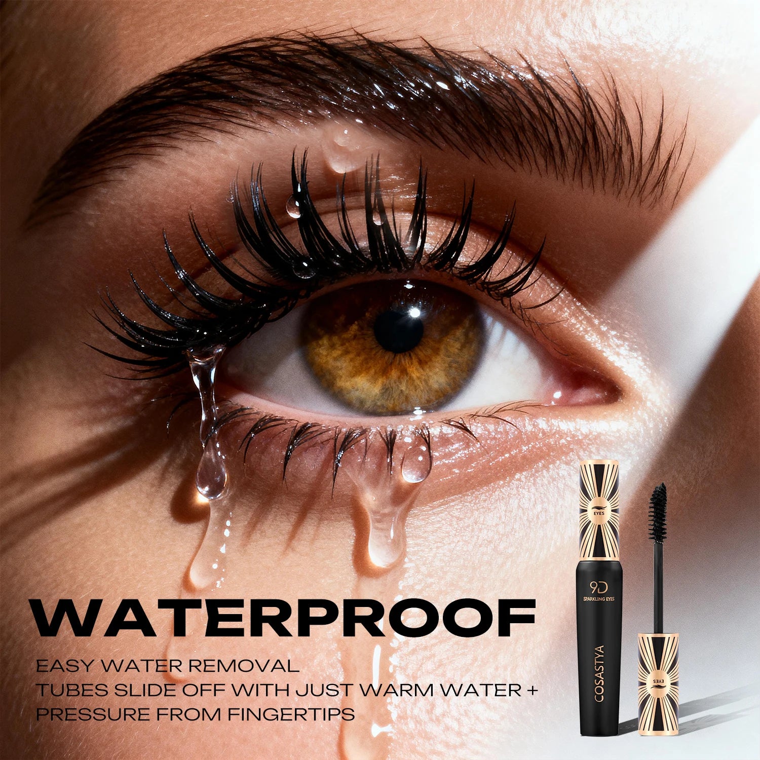 COSASTYA 9D Waterproof and Sweat-Proof Mascara, Black, Volume, Curl, Long-Lasting, Smudge-Proof, Travel Size