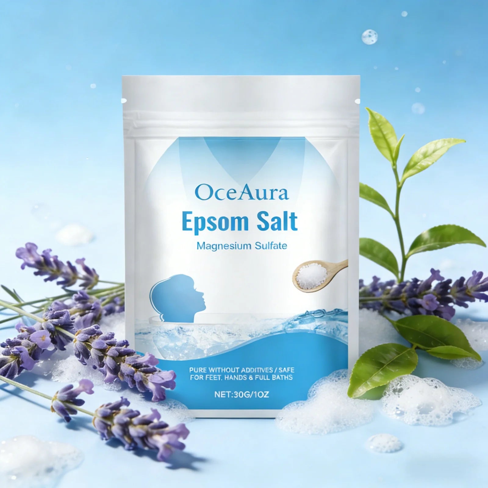 OceAura Epsom Salt Bath Stress Relief Dead Skin Remover Deep Cleansing Bath Soak Magnesium Moisturizing Body Relaxing Bath Salts