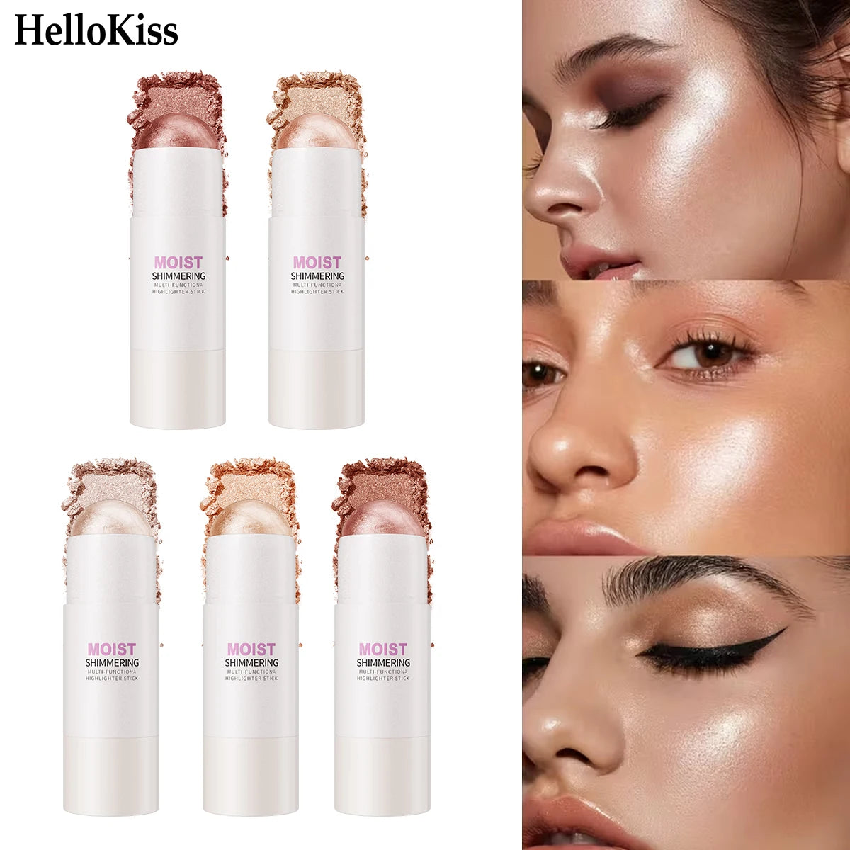 5 Colors Water Light High Gloss Stick Bronzer Shimmer Highlighter Blush Waterproof Face Contour Brighten Stereo Facial Makeup