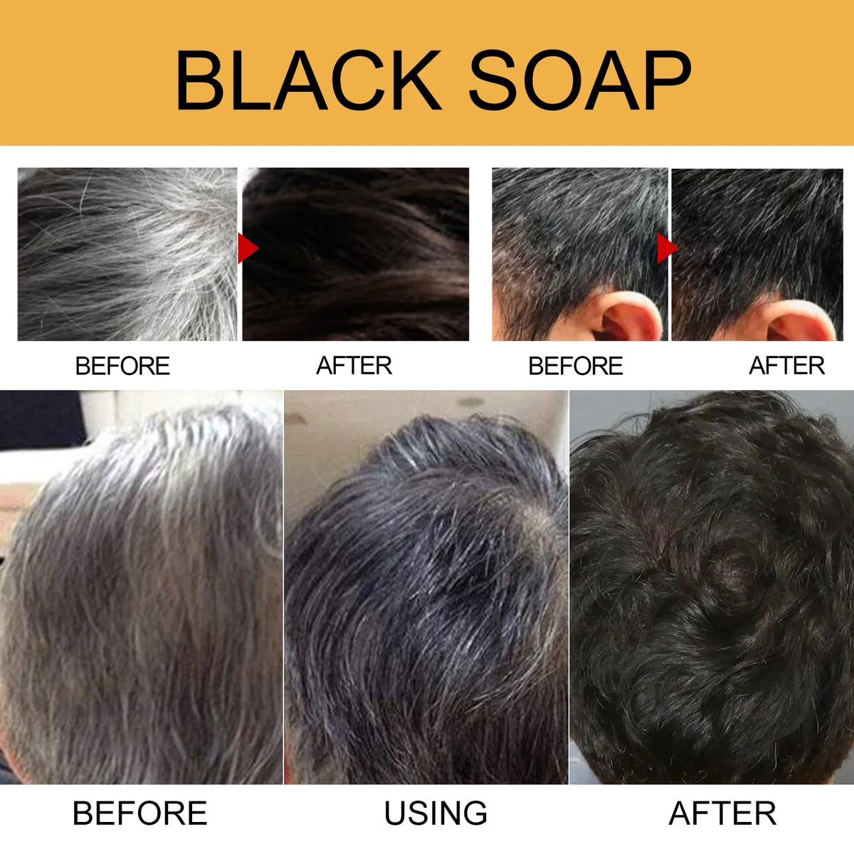 Black Hair Shampoo Soap Repairing Gray White Hair Color Smoothing Nourishing Clean Scalp Removing Dandruff Natural Hair Dye Soap