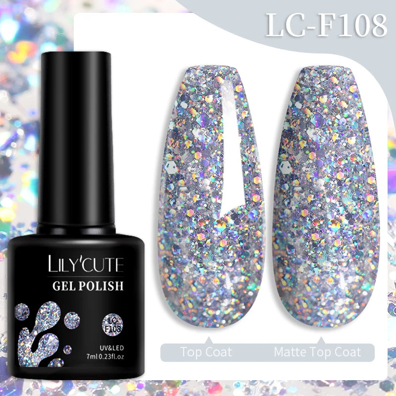 LILYCUTE 7ml 9D Black Crystal Cat Magnetic Gel Nail Polish Laser Silver Glitter Semi Permanent Manicure For Nail Art Gel Varnish