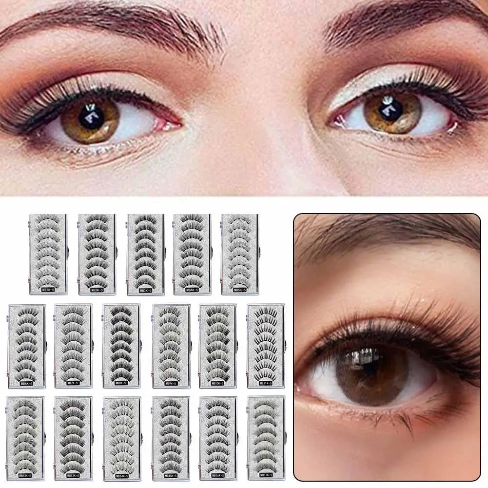 3D Natural Magnetic Eyelashes,With 5 Magnetic Lashes Eyelashes Handmade False Gift Reusable Magne T6N2