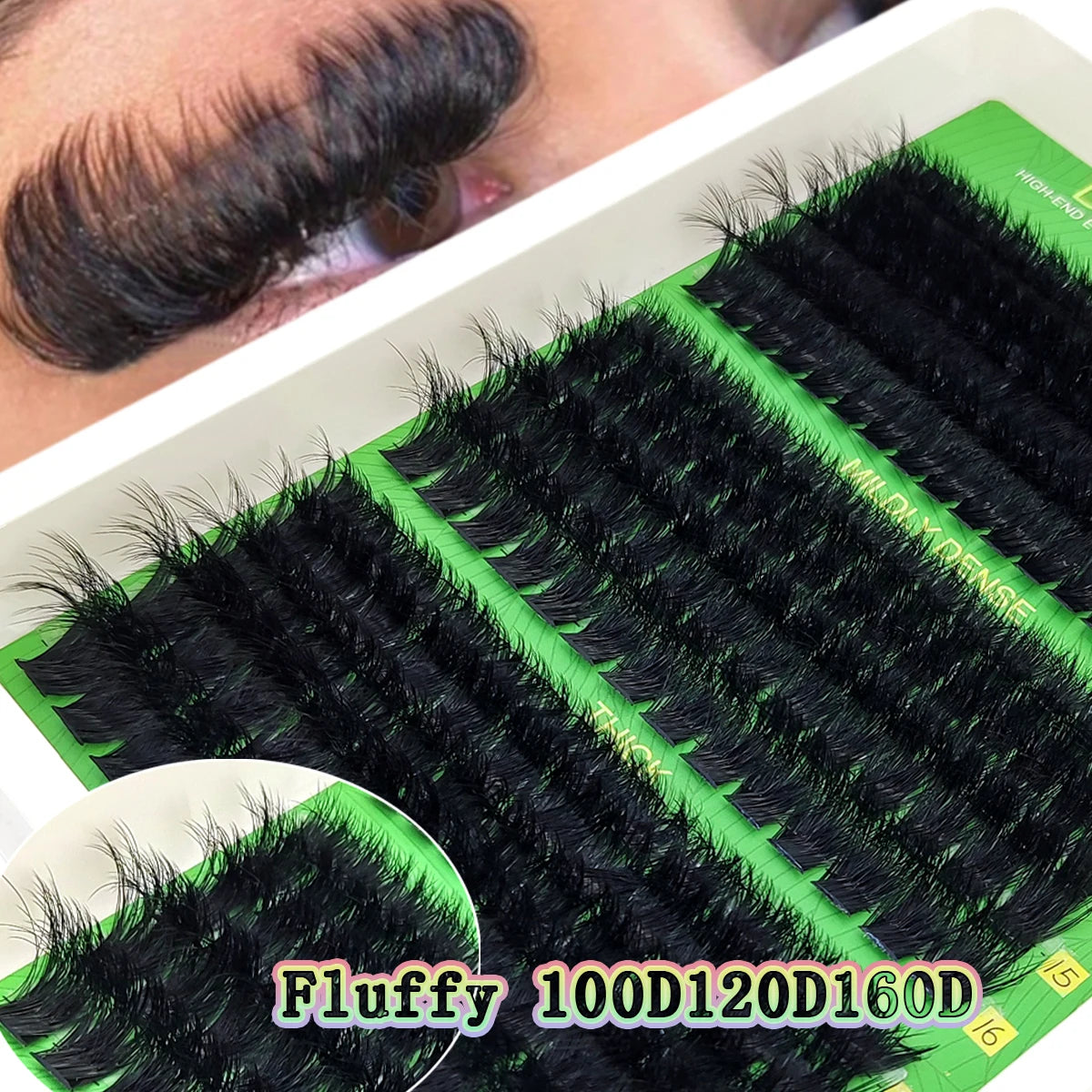 HBZGTLAD fluffy curled eyelashes 60D-200D natural style handmade eyelash bundle 5D mink eyelash clusters eyelash extensions fals