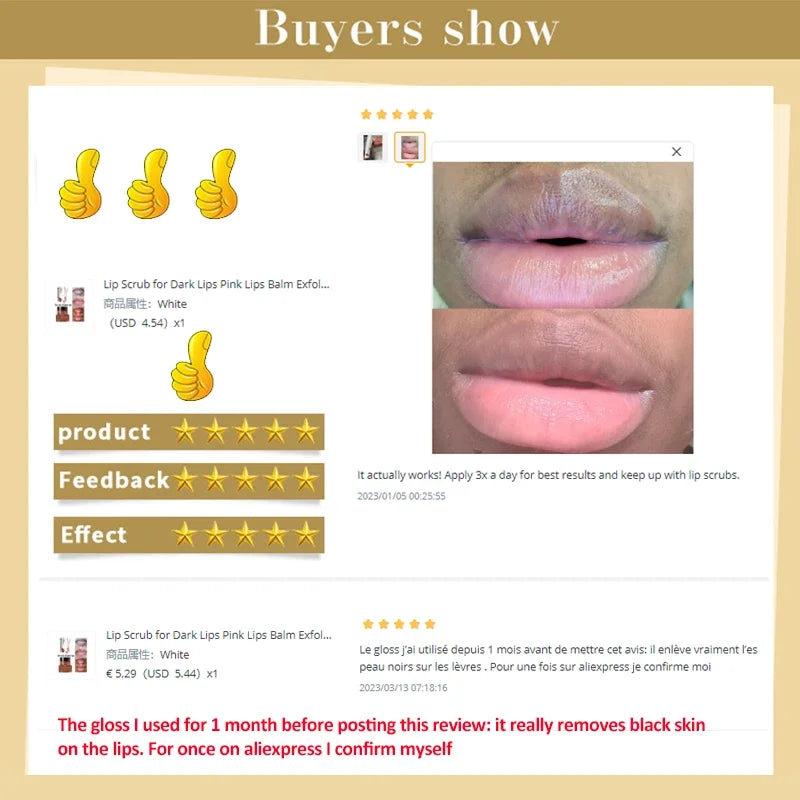 Lip Scrub for Dark Lips Pink Lips Balm Exfoliante Moisturizing Reduce Pigmentation Anti-Cracking Sugar Scrub Lighten Black Lip