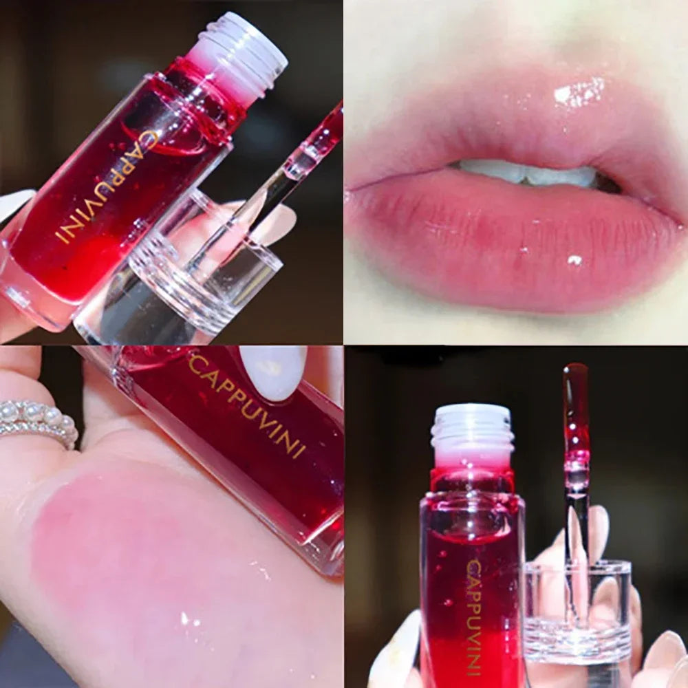 Transparent Crystal Jelly Lipgloss Shiny Clear Mirror Moisturizing Lip Balm Glitter Liquid Lipstick Lip Oil Fruit Taste Lip Tint
