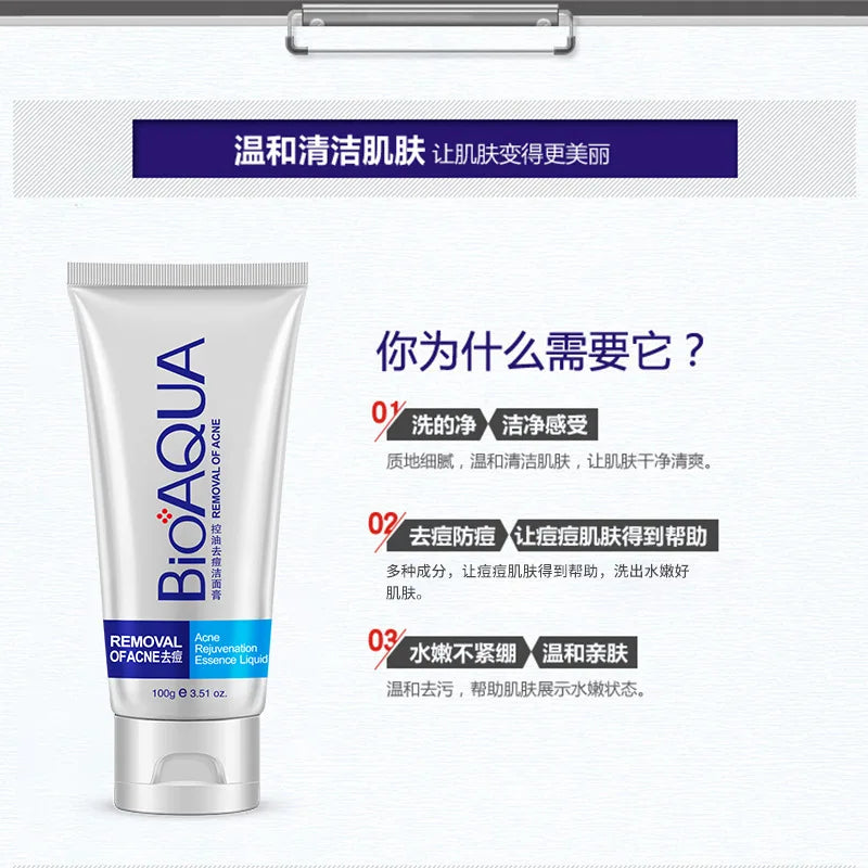 BIOAQUA Facial Cleanser  Anti Wrinkle Face Wash Foam skincare Face Cleanser Anti Acne Blackhead Remover Moisturizing Skin Care