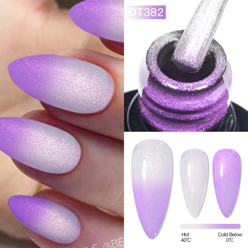 MEET ACROSS 7ml 36Colors Glitter Thermal Gel Nail Polish 3 Colors Changing Soak Off Gel Winter Semi Permanant Nail Art Varnish