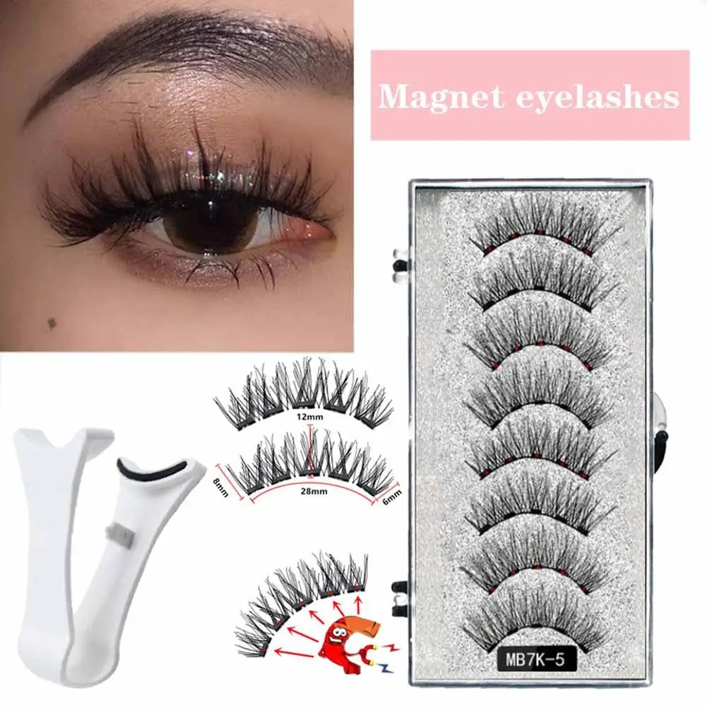 3D Natural Magnetic Eyelashes,With 5 Magnetic Lashes Eyelashes Handmade False Gift Reusable Magne T6N2