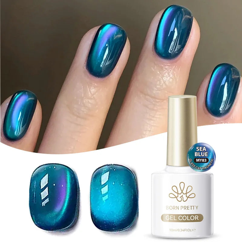 BORN PRETTY 10ml Autumn Gold Pink Glitter Cat Magnetic Gel Nail Polish Jelly Pink Semi Permanent Soak Off UV LED Varnish
