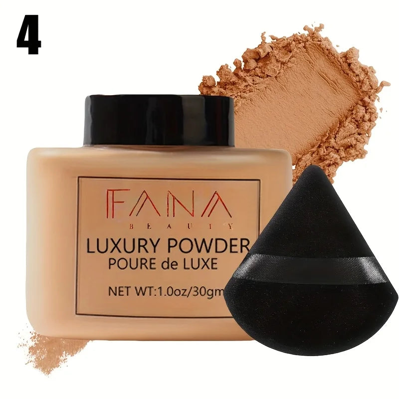 2025 Matte Finish Loose Powder with Triangle Beauty Sponge Set Oil Control Concealer Waterproof Powder Foundation Makeup