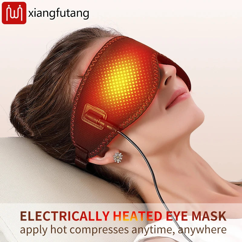 Electric Heated Massage Eye Mask - 3-Gear Vibration & Timer, Relieves Eye Fatigue from Overuse, Reduces Dark Circles, Aids Sleep